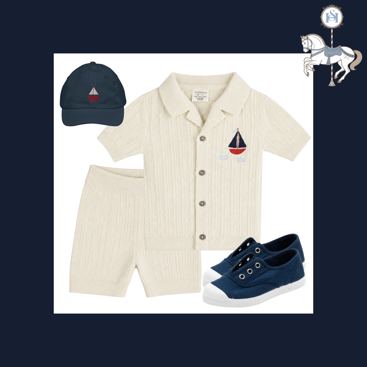 THE LITTLE HARBOR | Toddler Boy Embroidered Knit Ensemble | Nº 3 Baby & Child