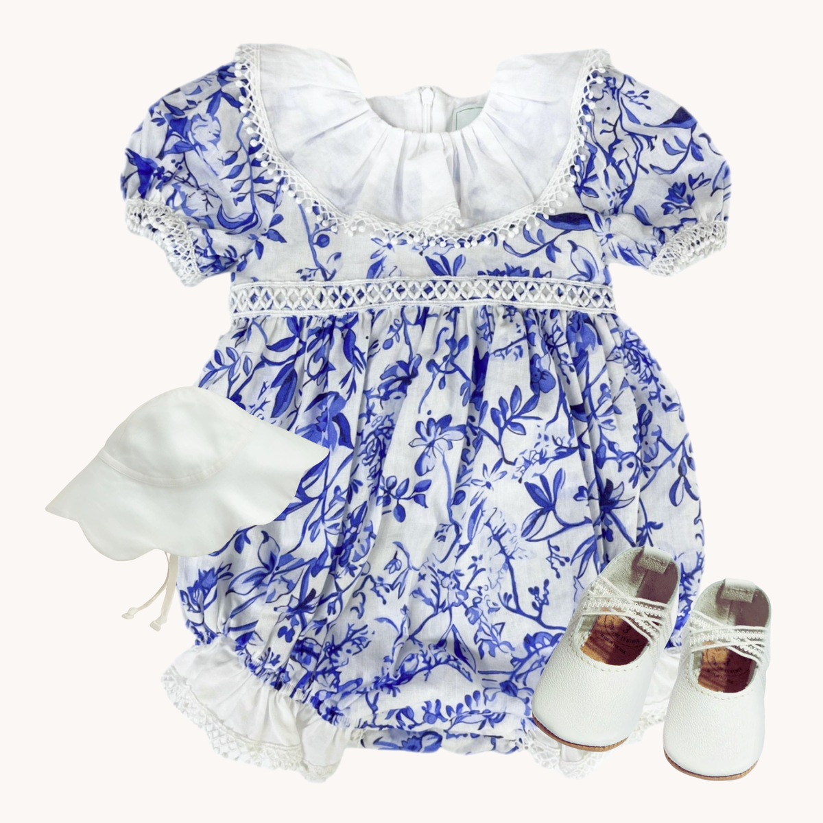 THE MEISSEN GARDEN | Baby Girl Toile Rompter Ensemble | Nº 3 Baby & Child