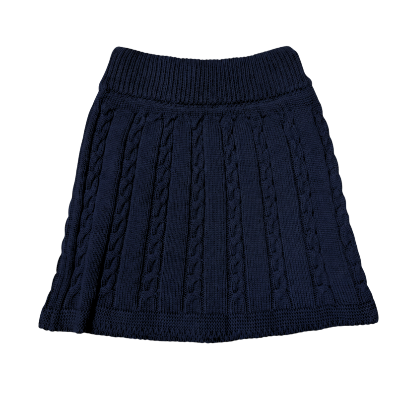 Navy Cotton Cable Knit Skirt