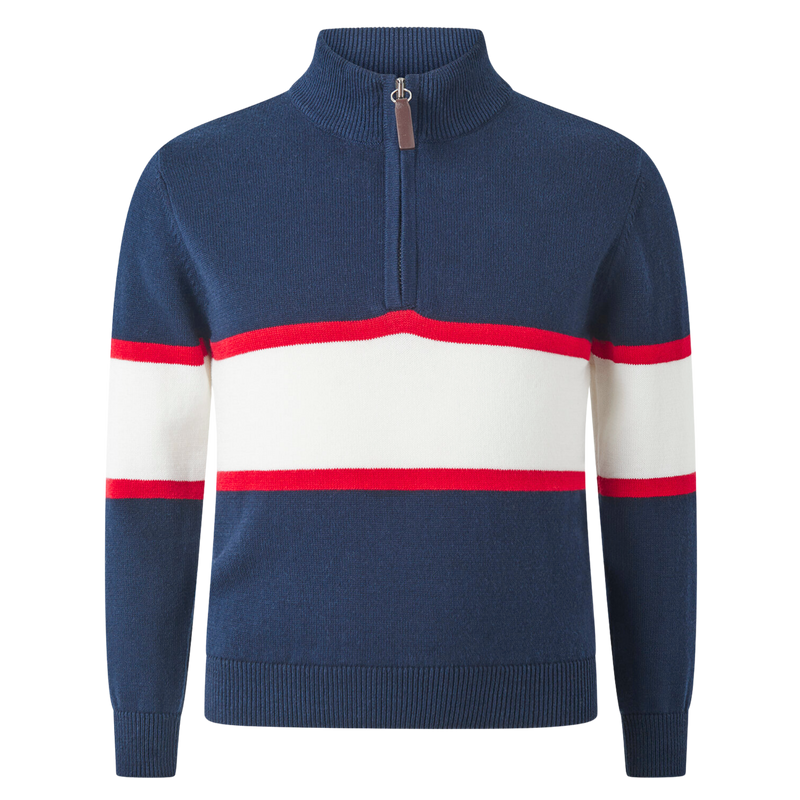 Navy Stripe Half-Zip Sweater
