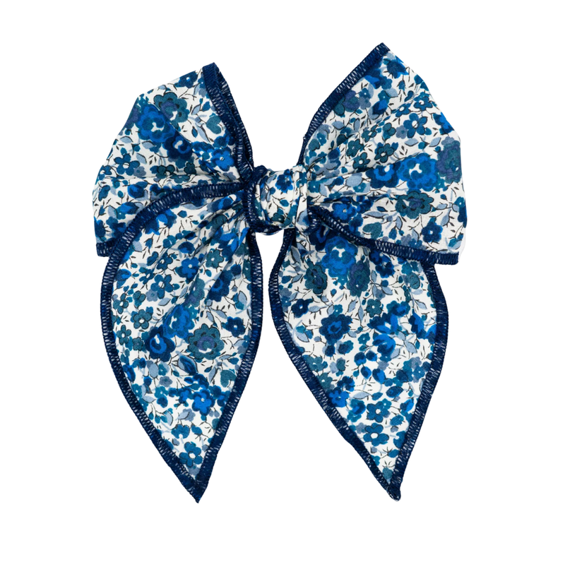 Blue & White Liberty Floral Bow Clip