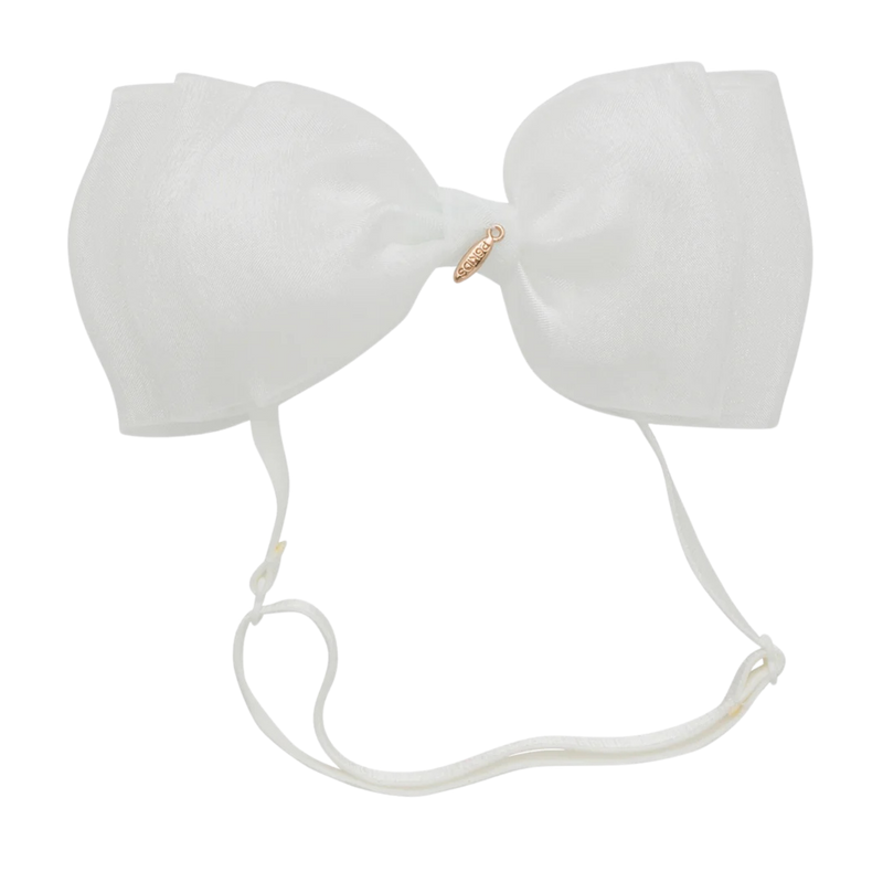 White Organza Bow Headband Wrap