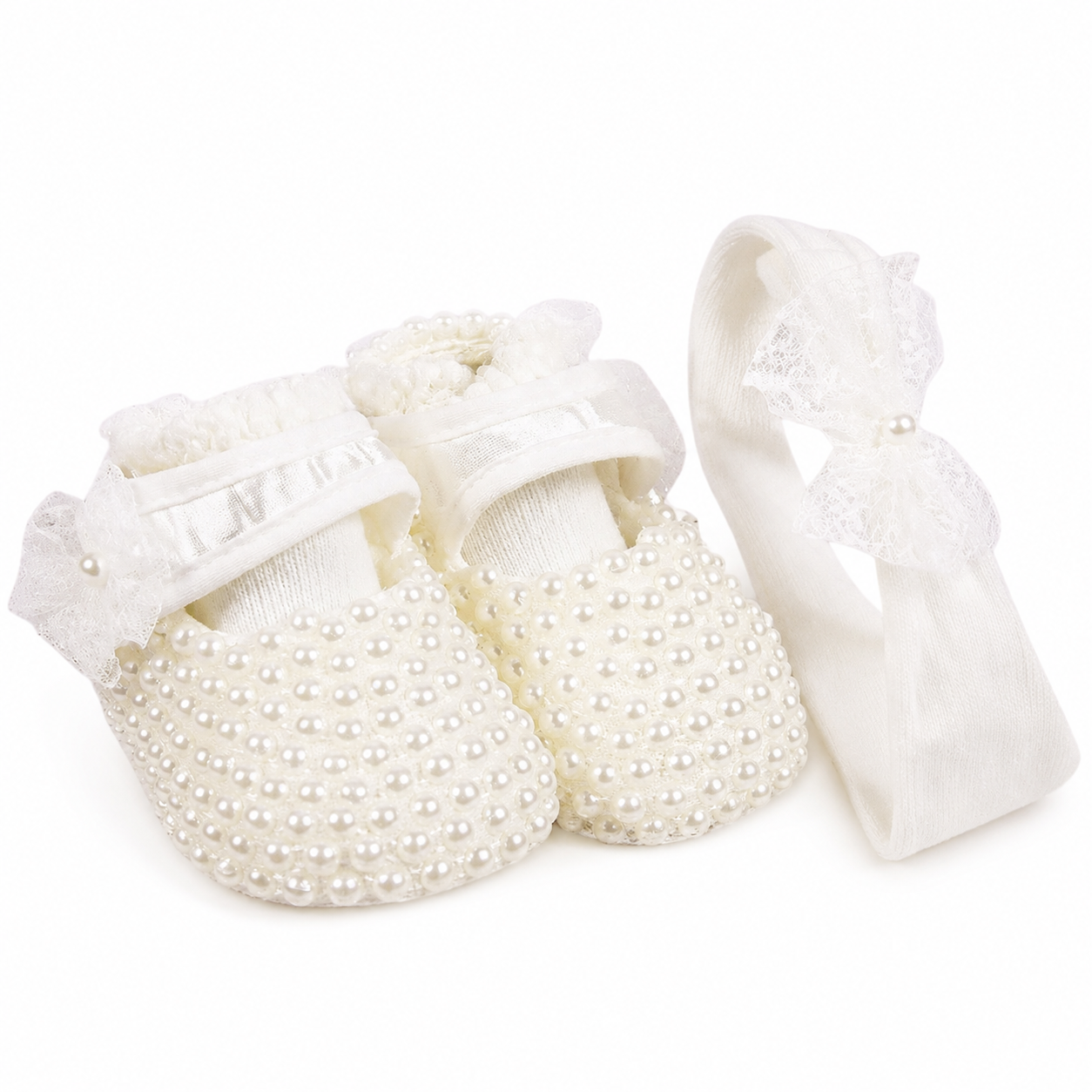 IVORY PEARL SLIPPER & HEADBAND SET | BEAU KiD