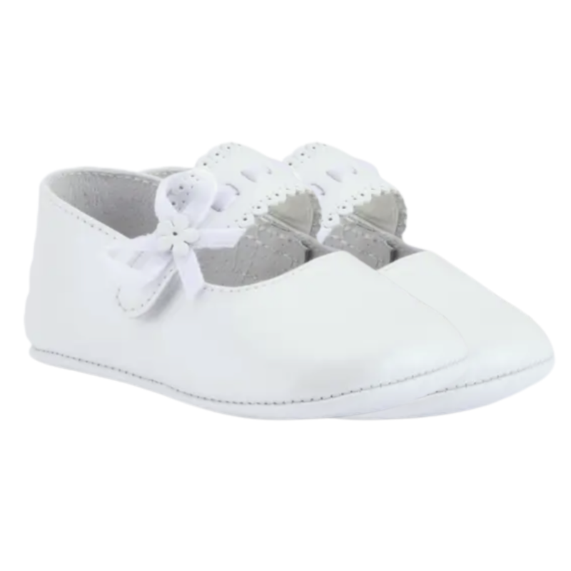 PEARL WHITE LEATHER BOW PRE-WALKER SHOE