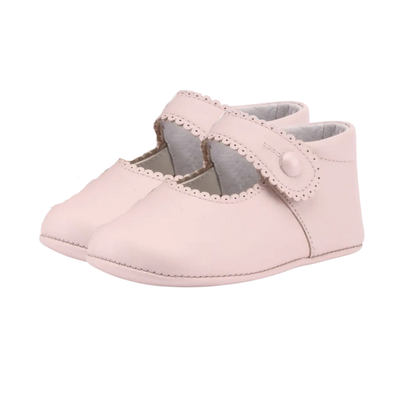 Pink Scalloped Mary-Jane Baby Shoes