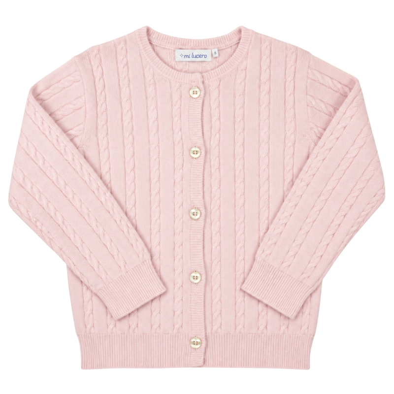 Pink Cotton Cable Knit Cardigan