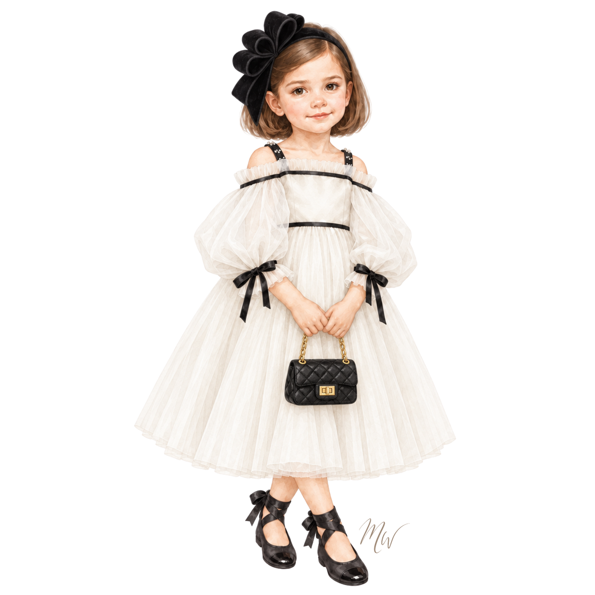 THE PIROUETTE NOIR | Girl Caramel Beige Tulle Dress Ensemble