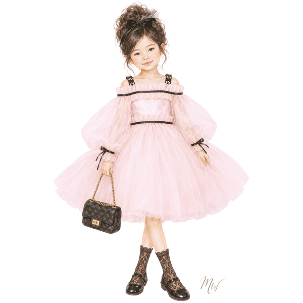 THE PIROUETTE NOIR | Girl Petal Pink Tulle Dress Ensemble | Nº 3 Baby & Child
