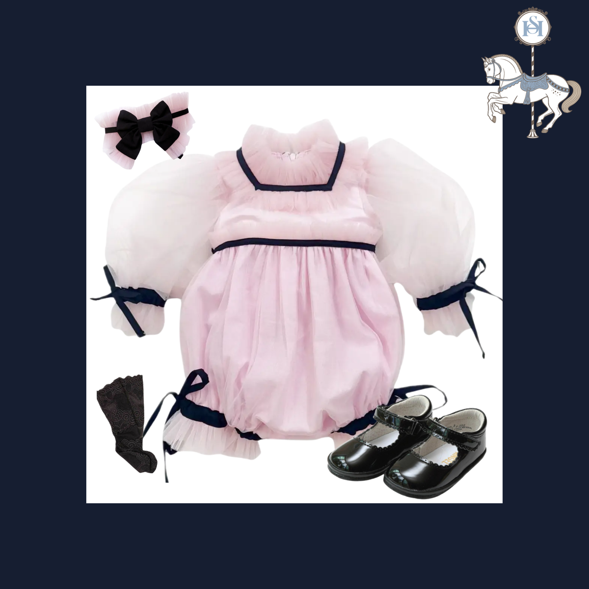 THE PIROUETTE NOIRE PETAL PINK | Baby Girl Tulle Romper Ensemble | Nº 3 Baby & Child