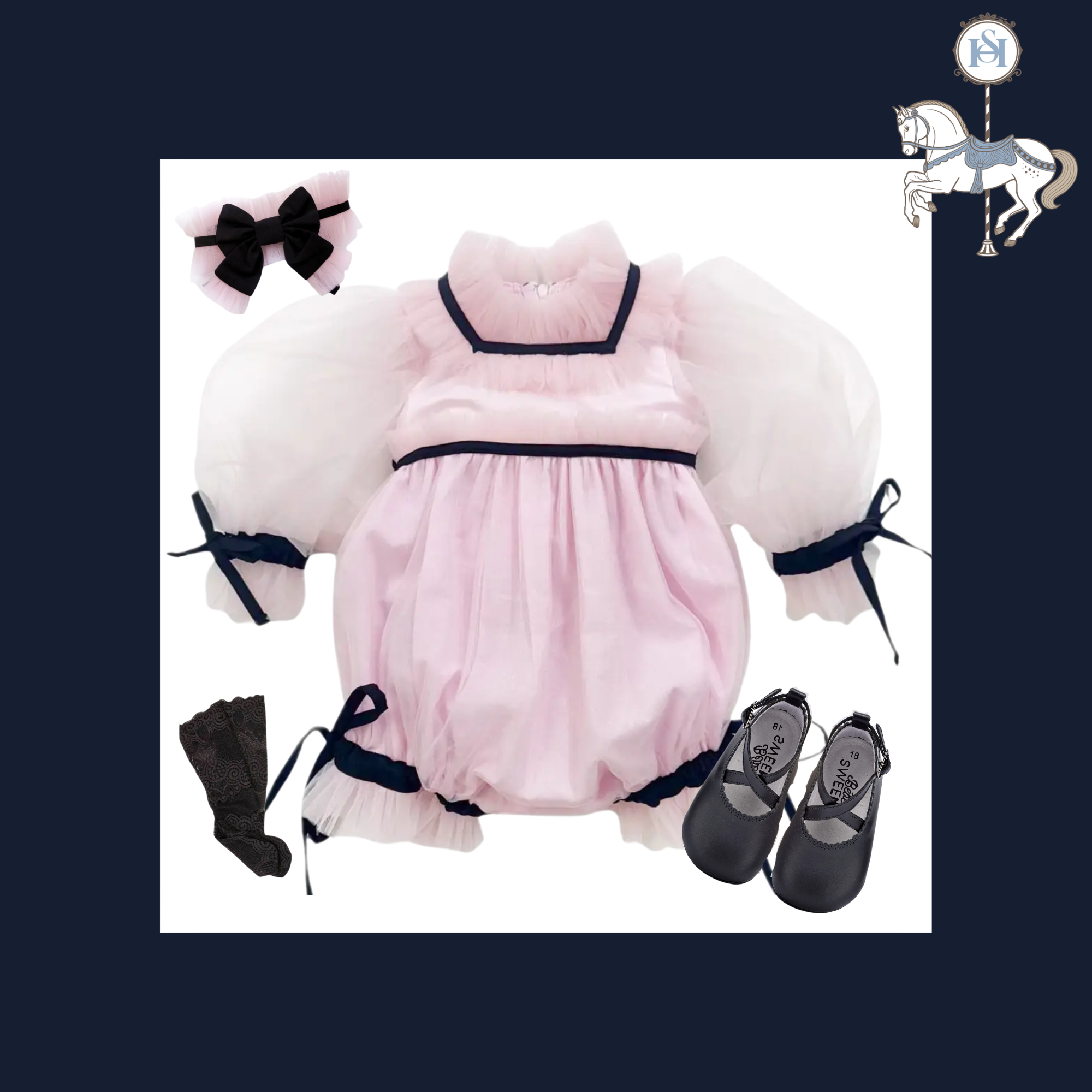 THE PIROUETTE NOIRE | Baby Girl Tulle Romper Ensemble | Nº 3 Baby & Child