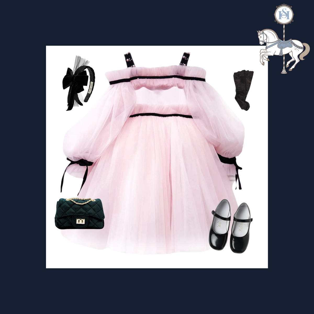 THE PIROUETTE NOIR | Girl Petal Pink Tulle Dress Ensemble | Nº 3 Baby & Child