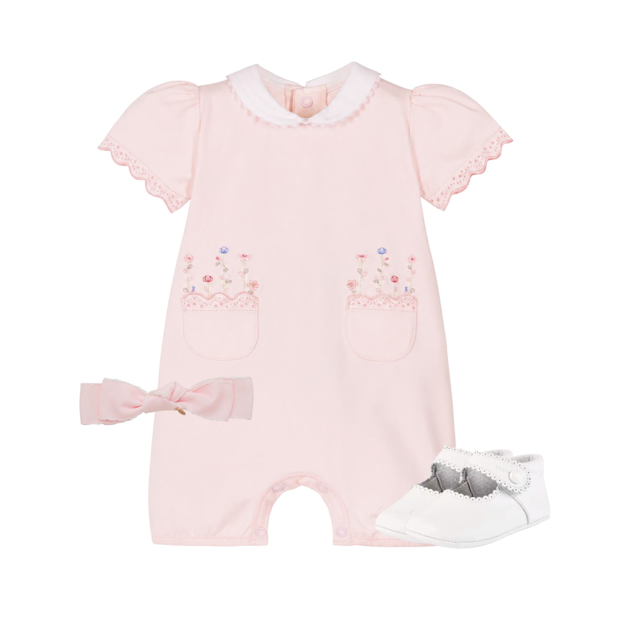 THE POCKETFUL OF POSIES | Baby Girl Embroidered Romper