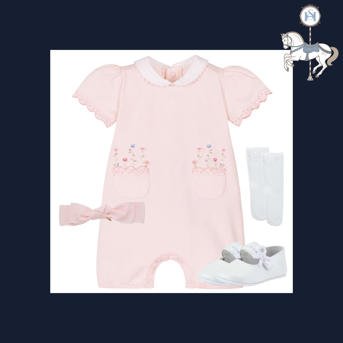 THE POCKETFUL OF POSIES | Baby Girl Embroidered Romper Ensemble | Nº 3 Baby & Child
