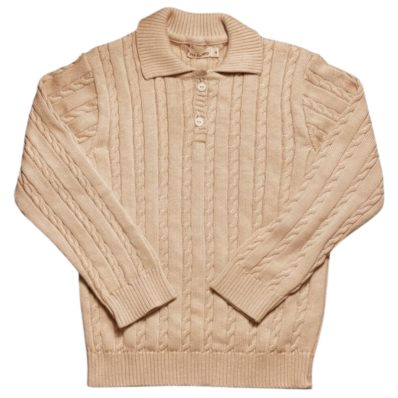 Cable-Knit Polo Sweater