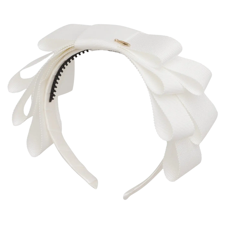White Multilayered Bow Headband