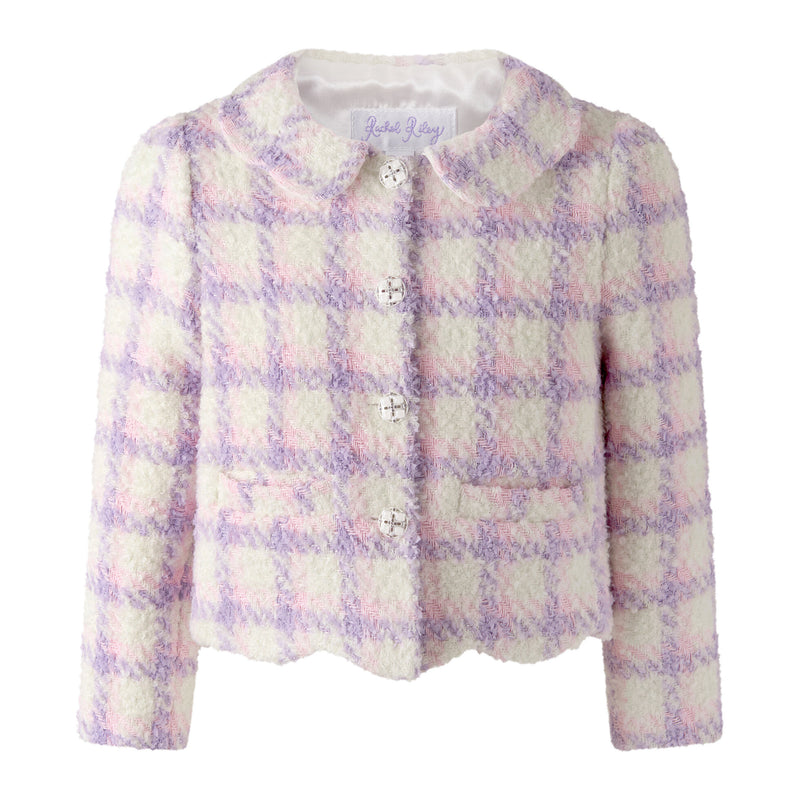 Lavender Bouclé Scalloped Jacket