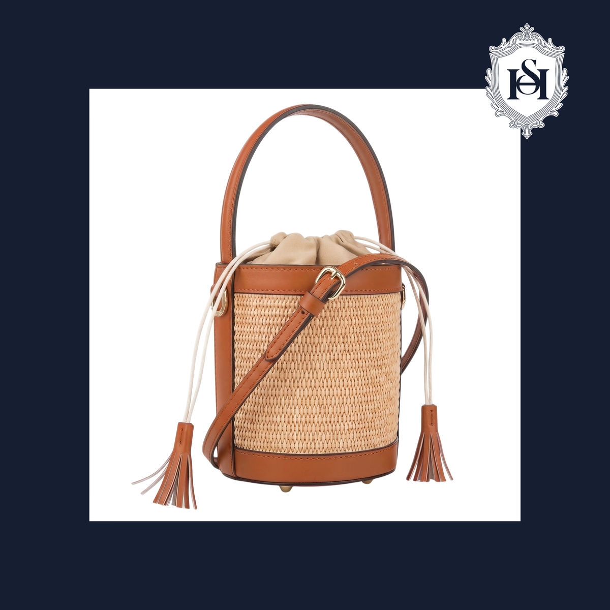 THE BUCKET BAG | Raffia & Cognac Leather | N° 1 Woman