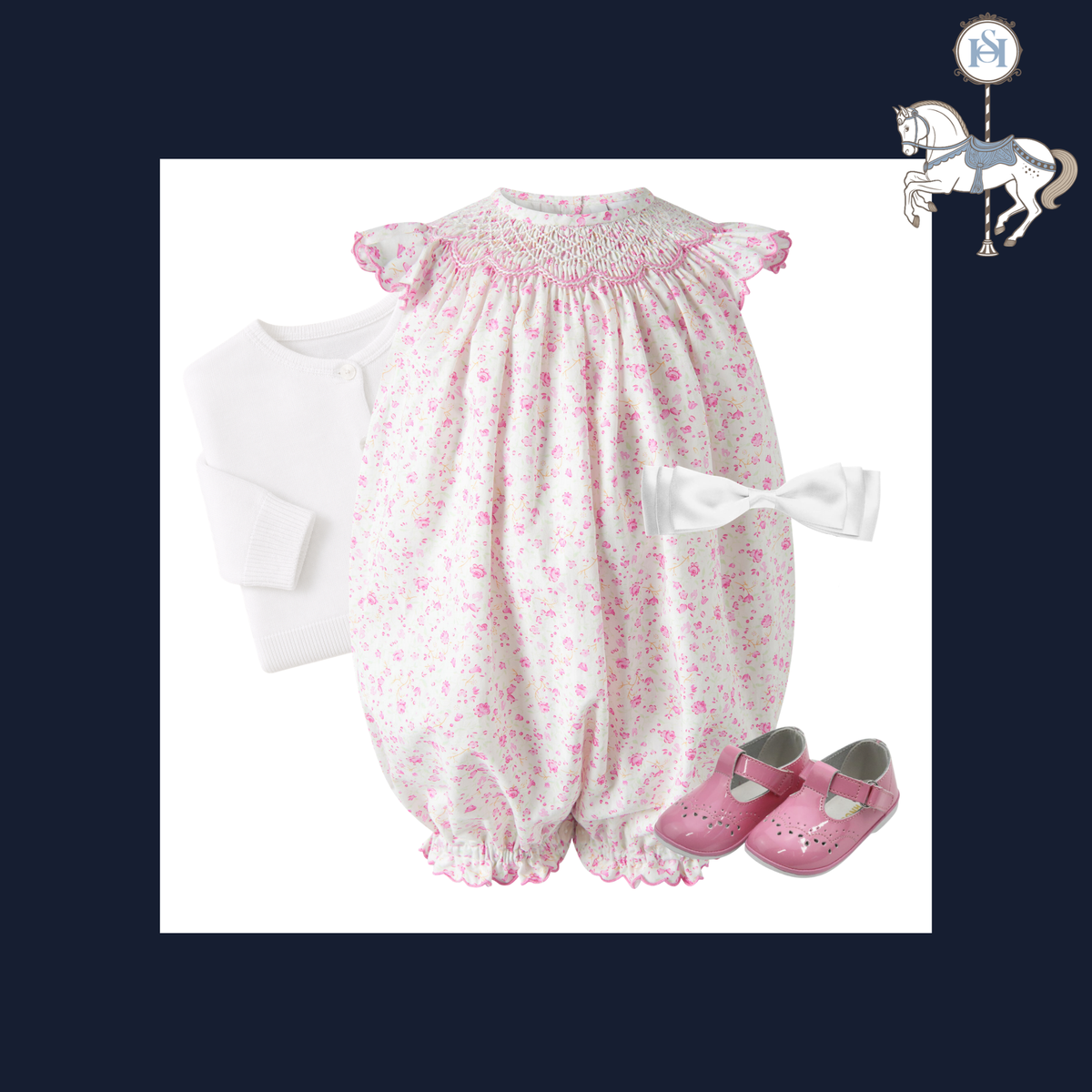 THE ROSE MERINGUE | Baby Girl Floral Smocked Romper Ensemble | Nº 3 Baby & Child