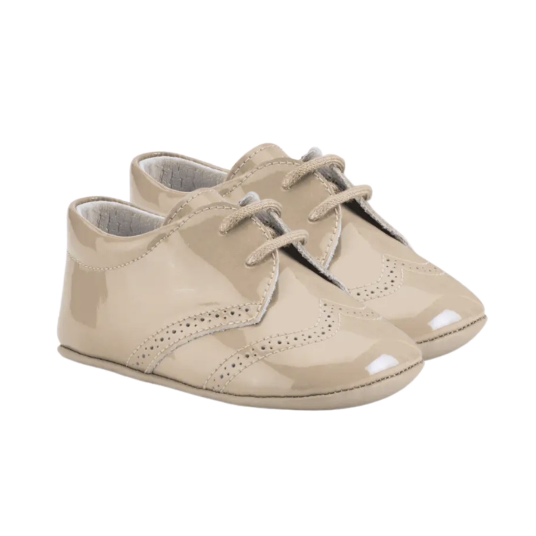 LACEUP BABY SHOES TAUPE LEATHER | Bebe Sweeny