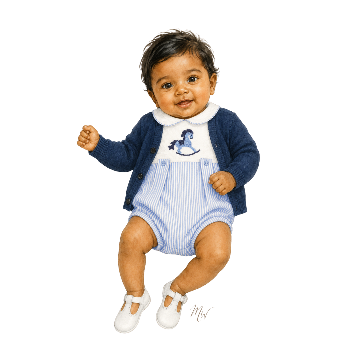 THE ROCKING HORSE | Newborn Boy Embroidered Shortie Ensemble | Nº 3 Baby & Child
