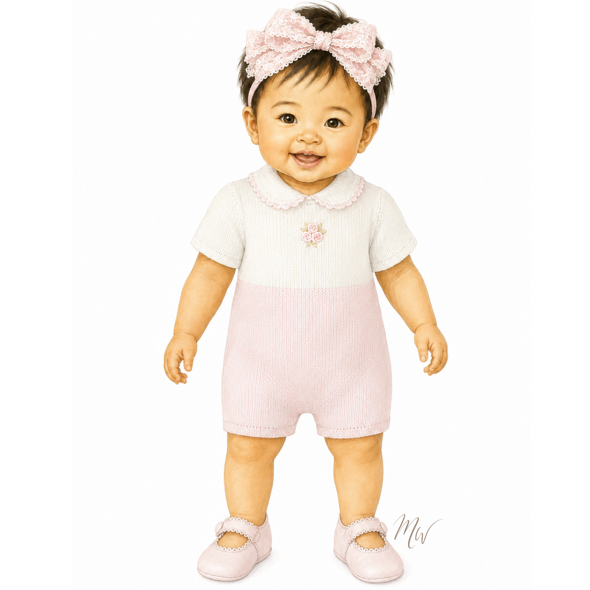 THE ROSEBUD | Baby Girl Knit Romper Ensemble | Nº 3 Baby & Child