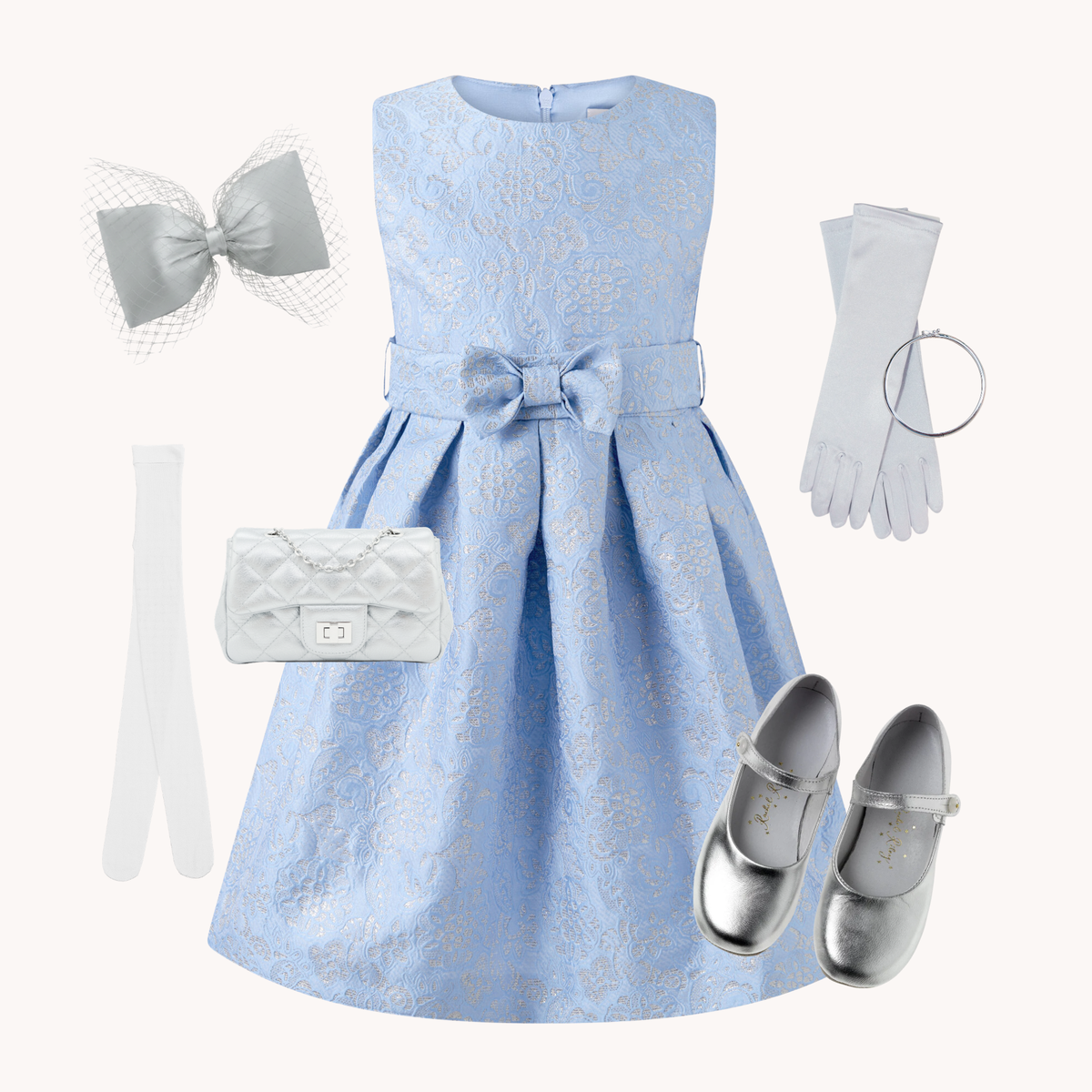 THE SILVER THREAD | Girl Damask Dress Ensemble