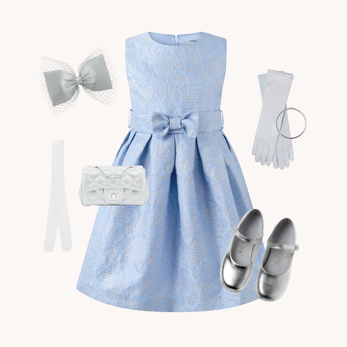 THE SILVER THREAD | Girl Damask Dress Ensemble