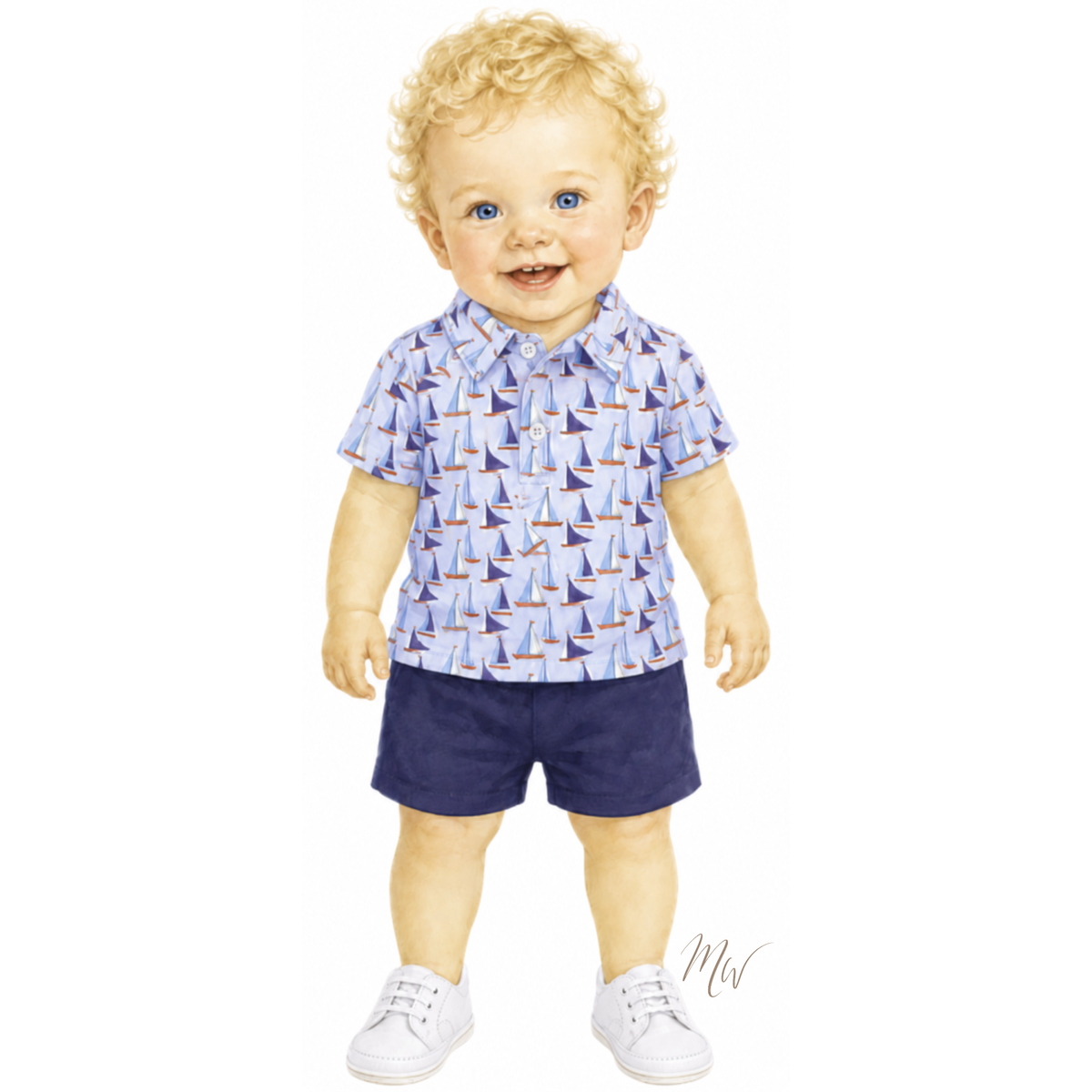 THE SAILOR | Baby Boy Polo & Shorts Ensemble