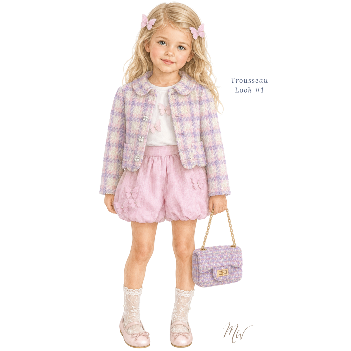 THE SAKURA BUTTERFLY | Girl Pink & Lavender Trousseau