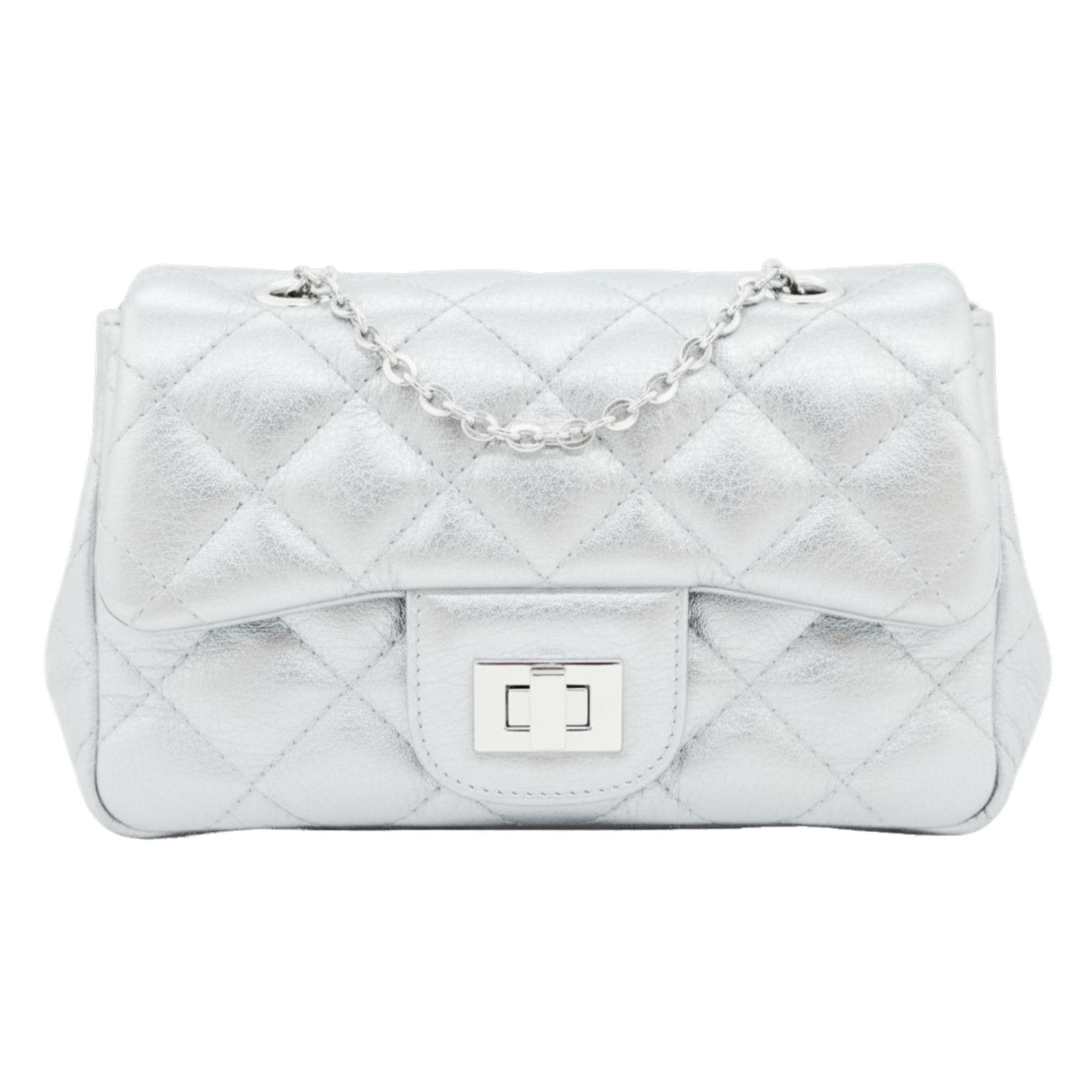 MARIE QUILTED LEATHER BAG SILVER | Milk x Soda