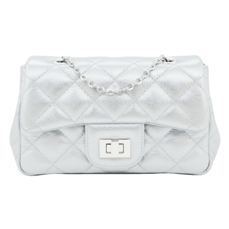 Silver Quilted Leather Bag