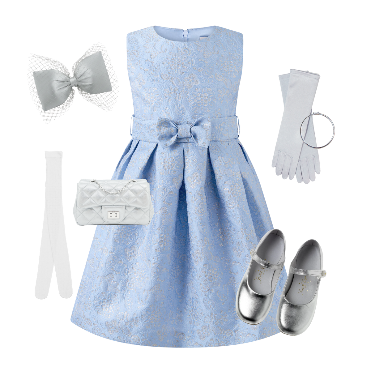THE SILVER THREAD | Girl Damask Dress Ensemble