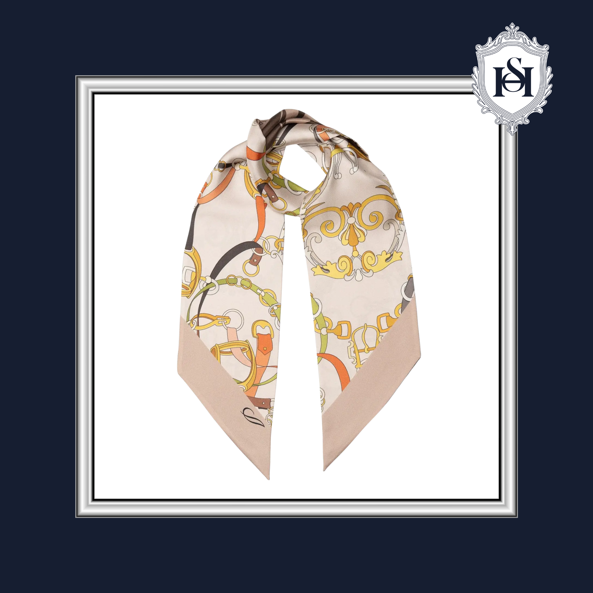 Decorative scarf with a pattern on a white background