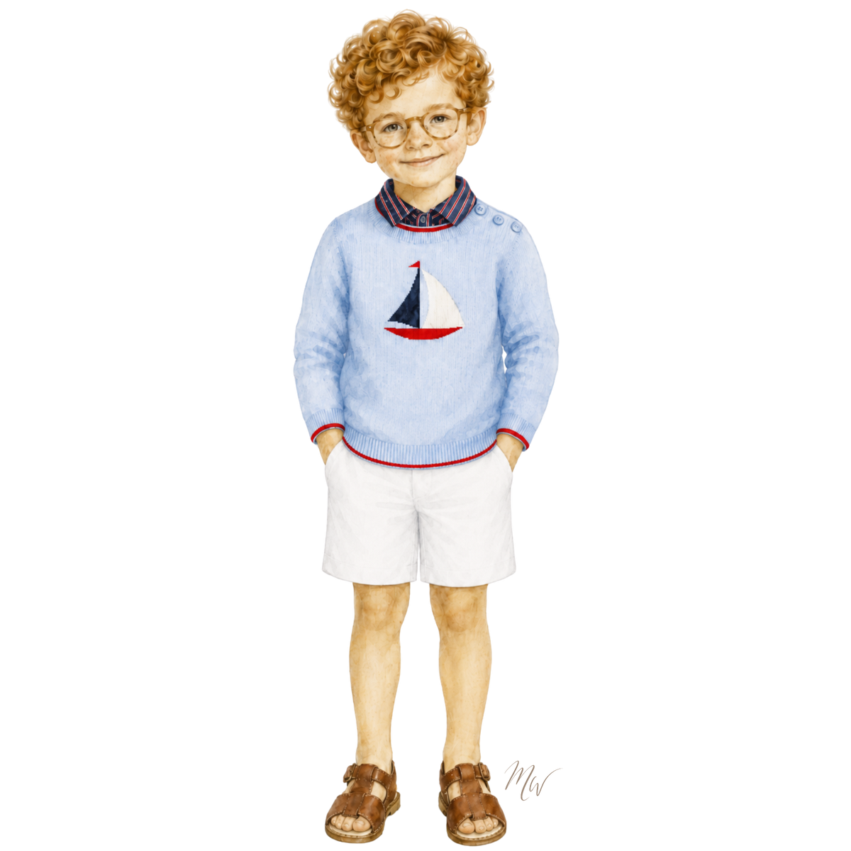 THE SKIPPER BOY | Boy Sailboat Sweater & Shorts Ensemble