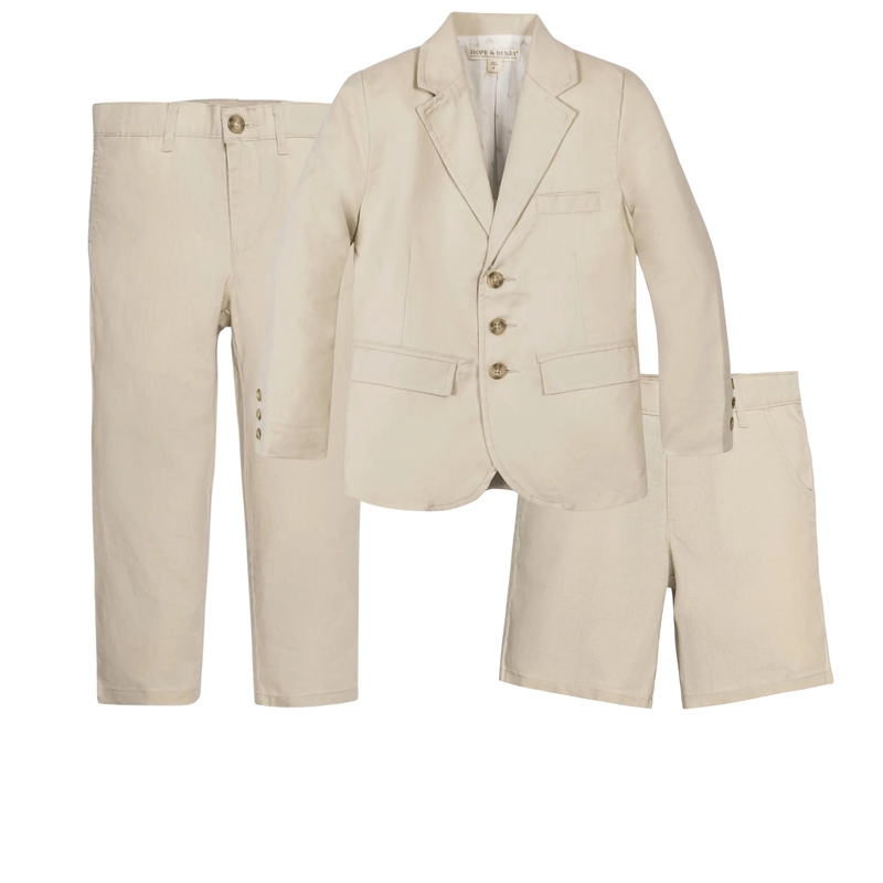 Stone Linen 3-Piece Suit