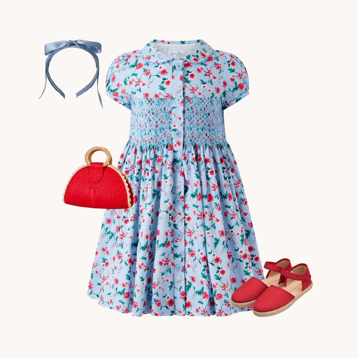 THE PRIMROSE | Girl Smocked Floral Dress Ensemble