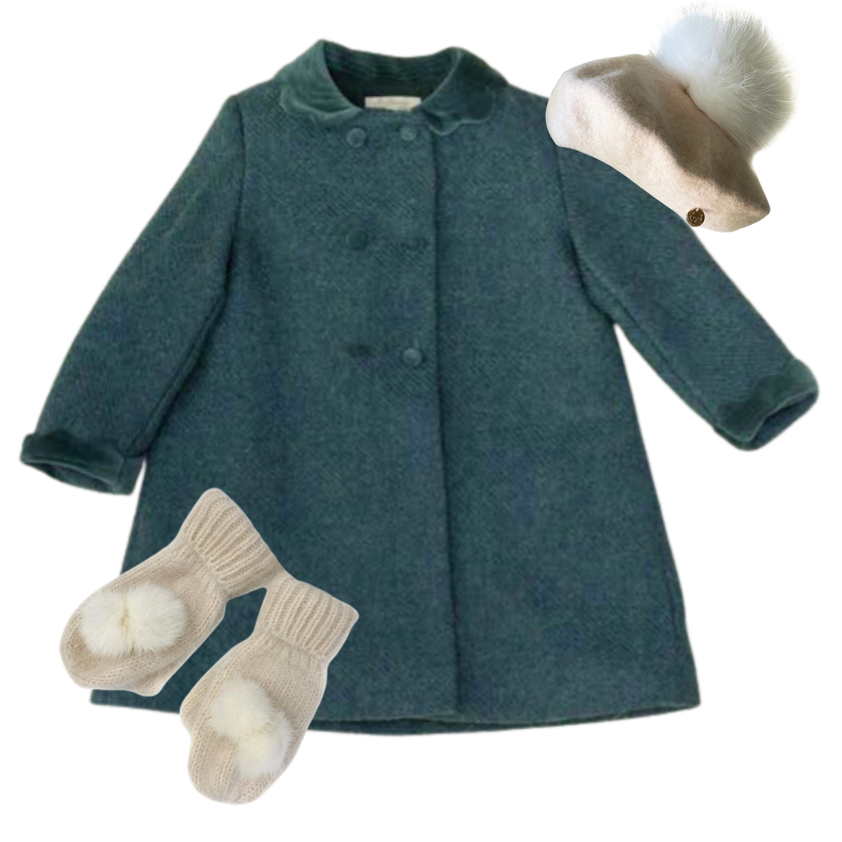 THE FIRST FROST | Girl Peacock & Cream Coat Ensemble