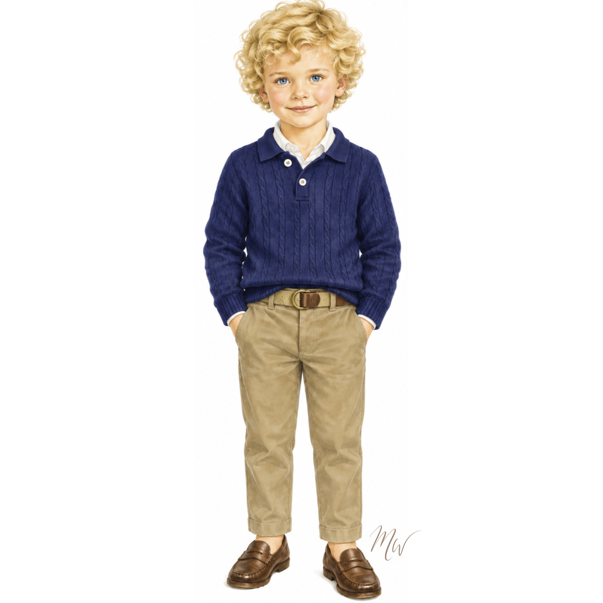 THE LANGFORD | Boy Cable-Knit & Khakis Ensemble