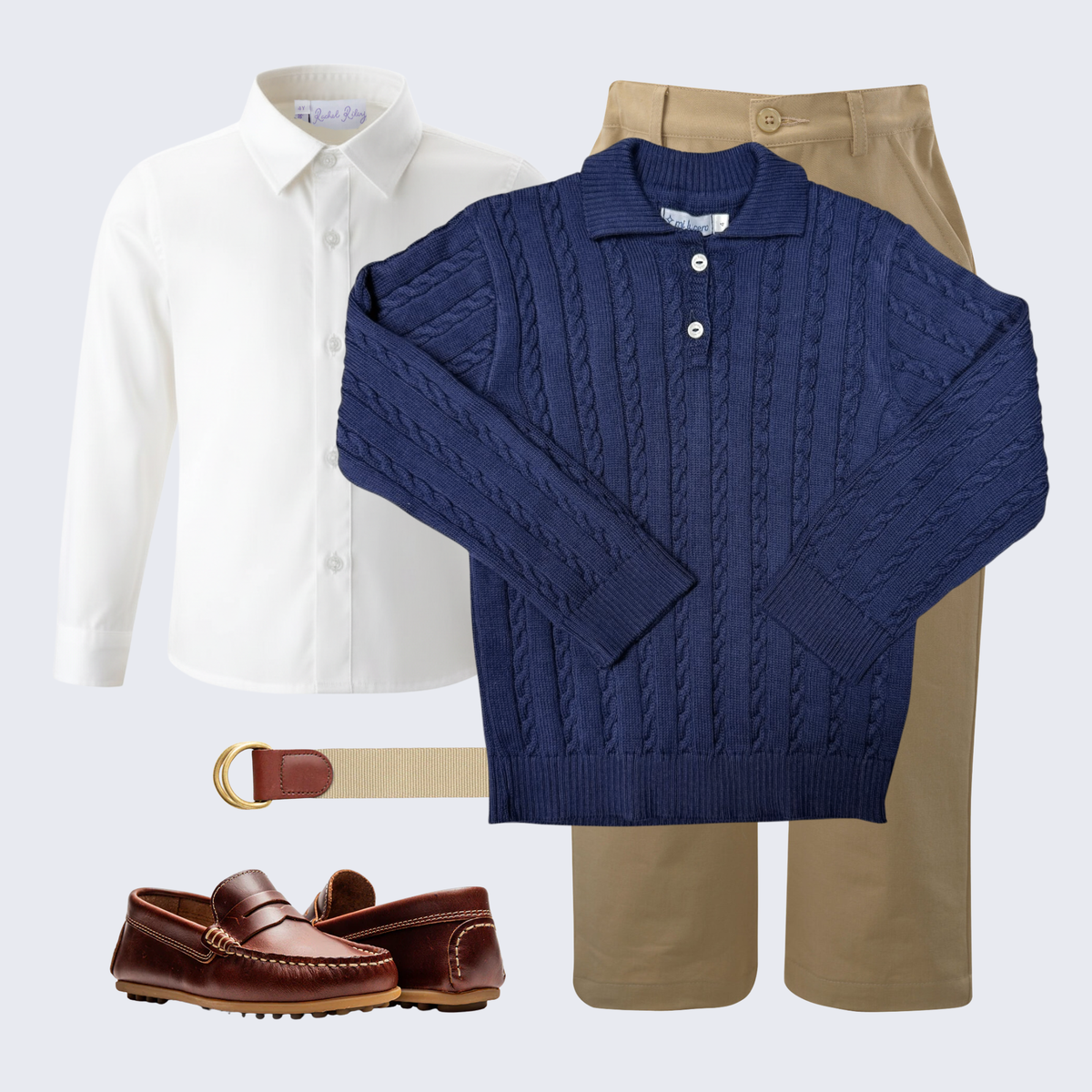 THE LANGFORD | Boy Cable-Knit & Khakis Ensemble