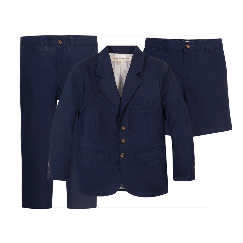 Navy Linen 3-Piece Suit
