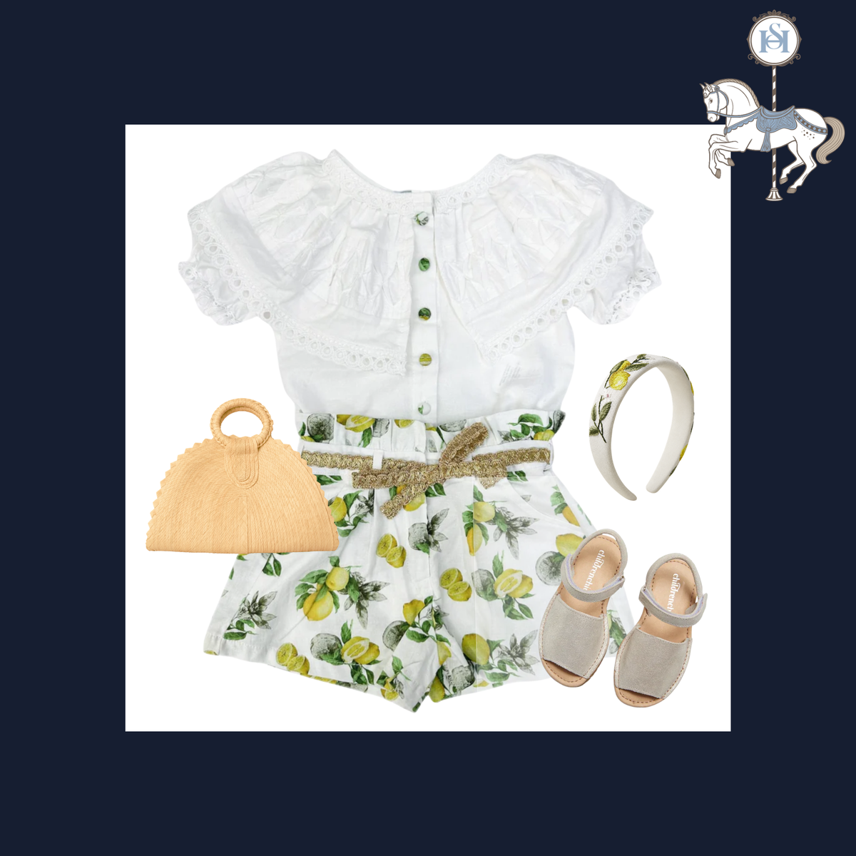 THE LIMONE | Girl Citrus Print Shorts & Blouse Ensemble | Nº 3 Baby & Child