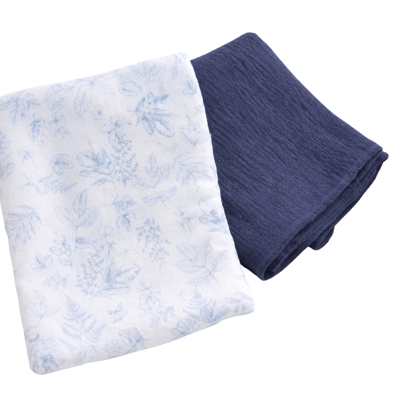 DENIM BLUE TOILE DE JOUY SWADDLE SET