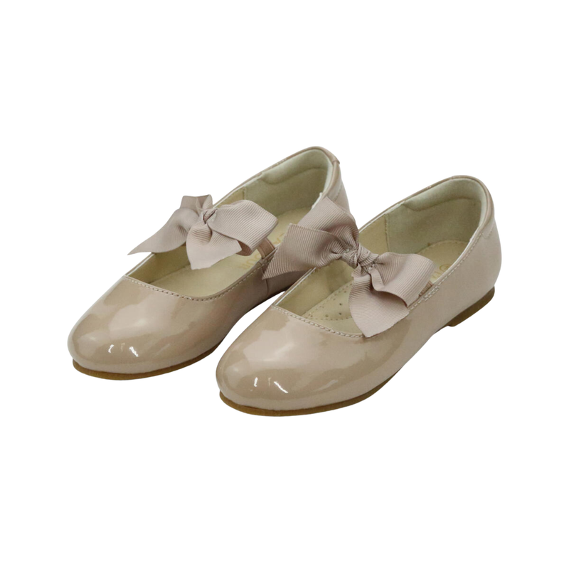 Taupe Patent Bow Flats