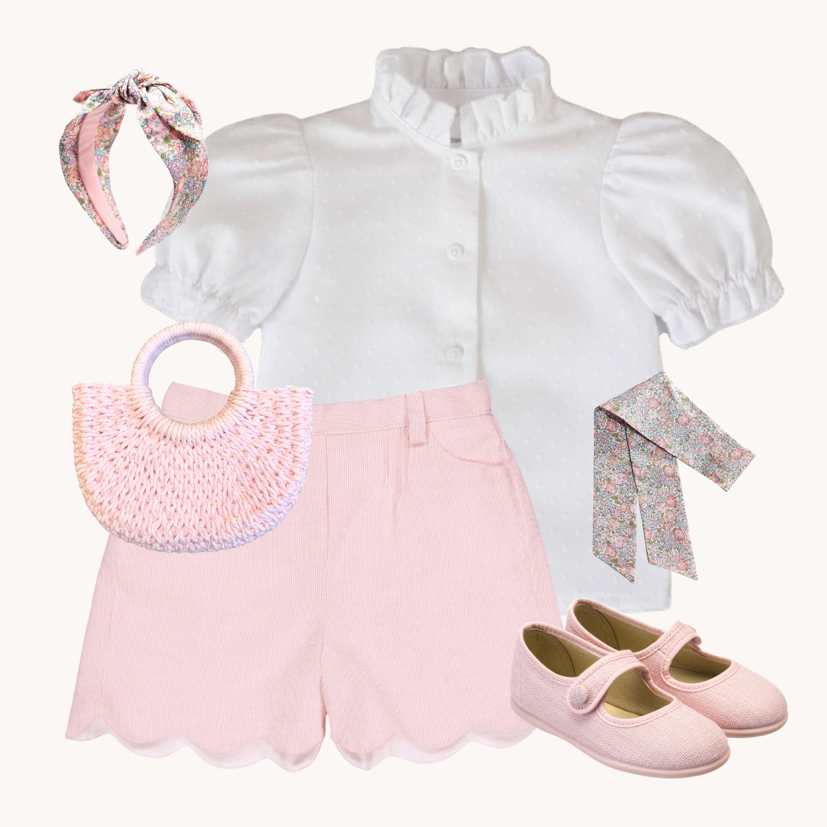 THE TUILERIES | Girl Shorts & Blouse Ensemble