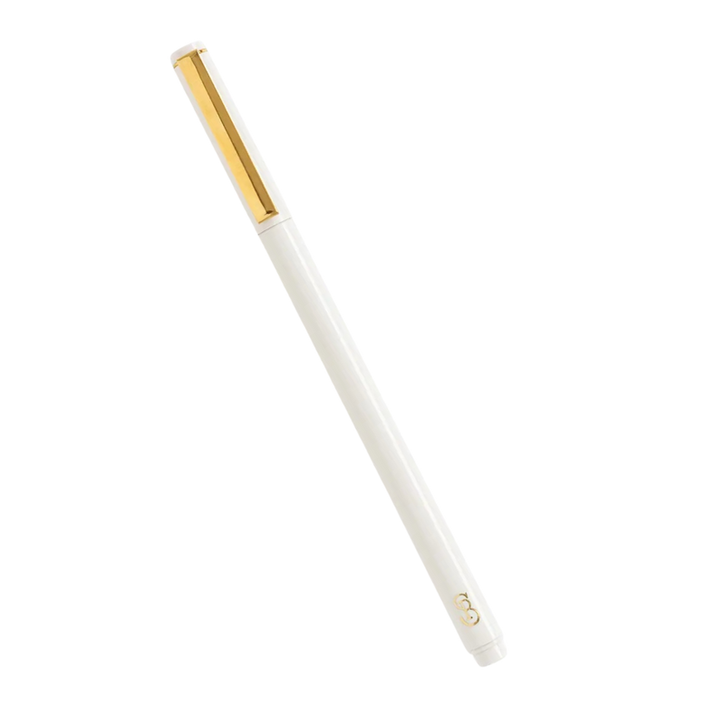 Slimline Felt Tip Pen White with Gold Clip