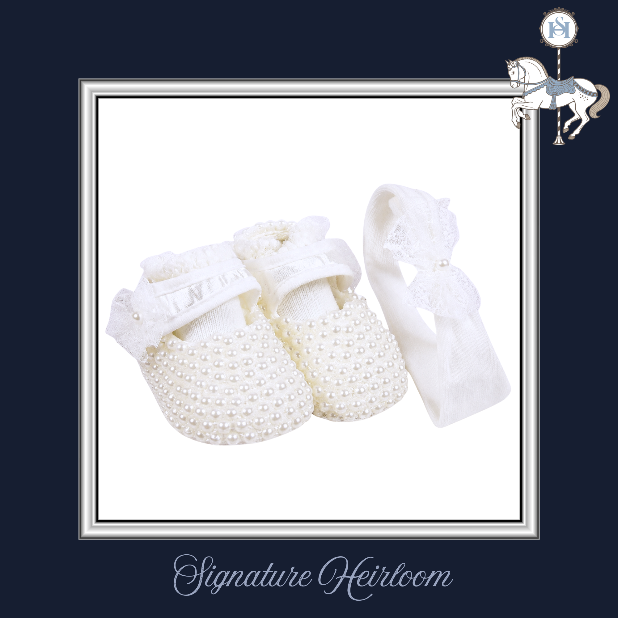 WHITE PEARL SLIPPERS & HEADBAND NEWBORN GIRL| Nº 3 Baby & Child