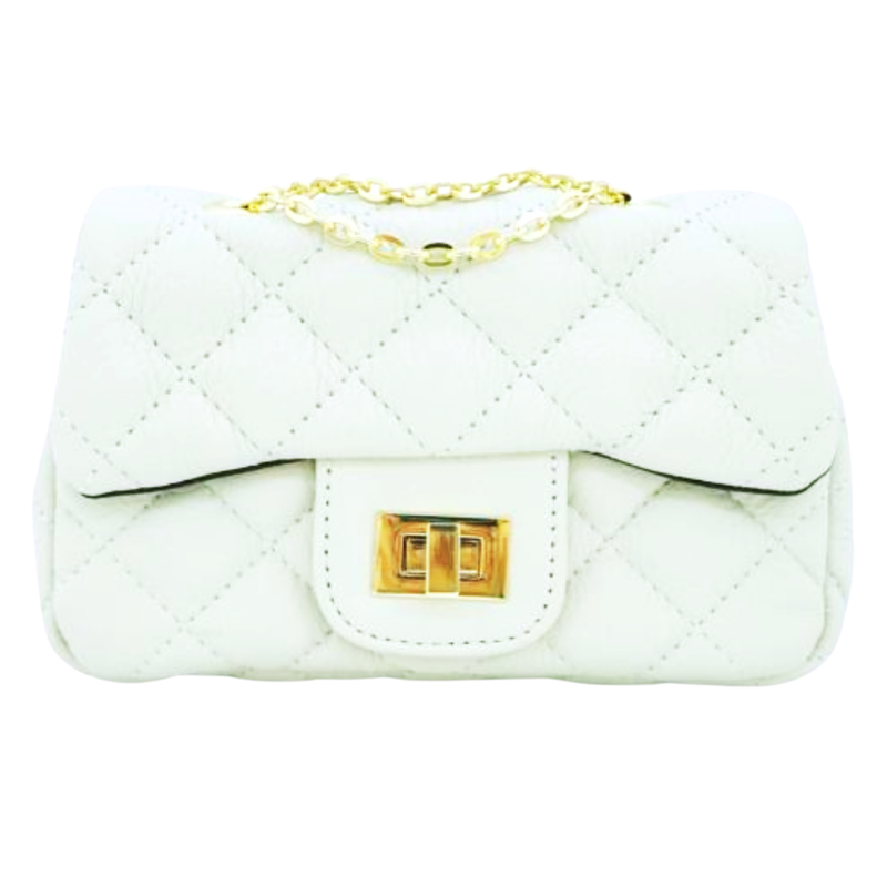 MARIE WHITE QUILTED LEATHER BAG