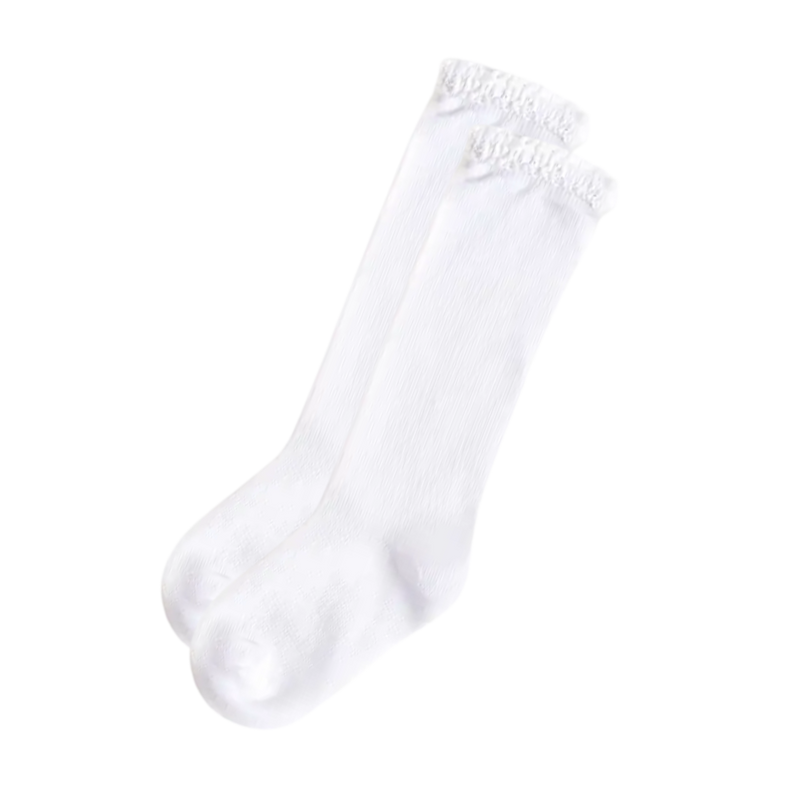 White Lace Top Knee Socks