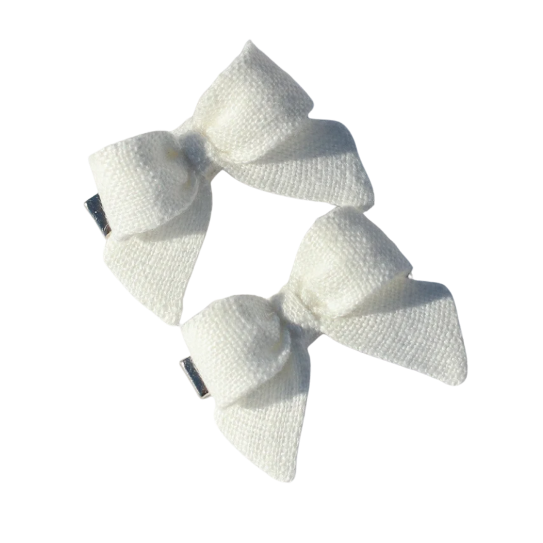 MINI PIGTAIL BOWS IN SOFT WHITE LINEN | Posey Lou