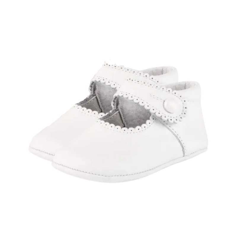 WHITE SCALLOPED MARY JANES